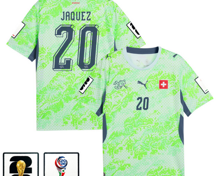 Luca Jaquez Switzerland National Team 2026 x World Cup Patch Away Jersey - Green
