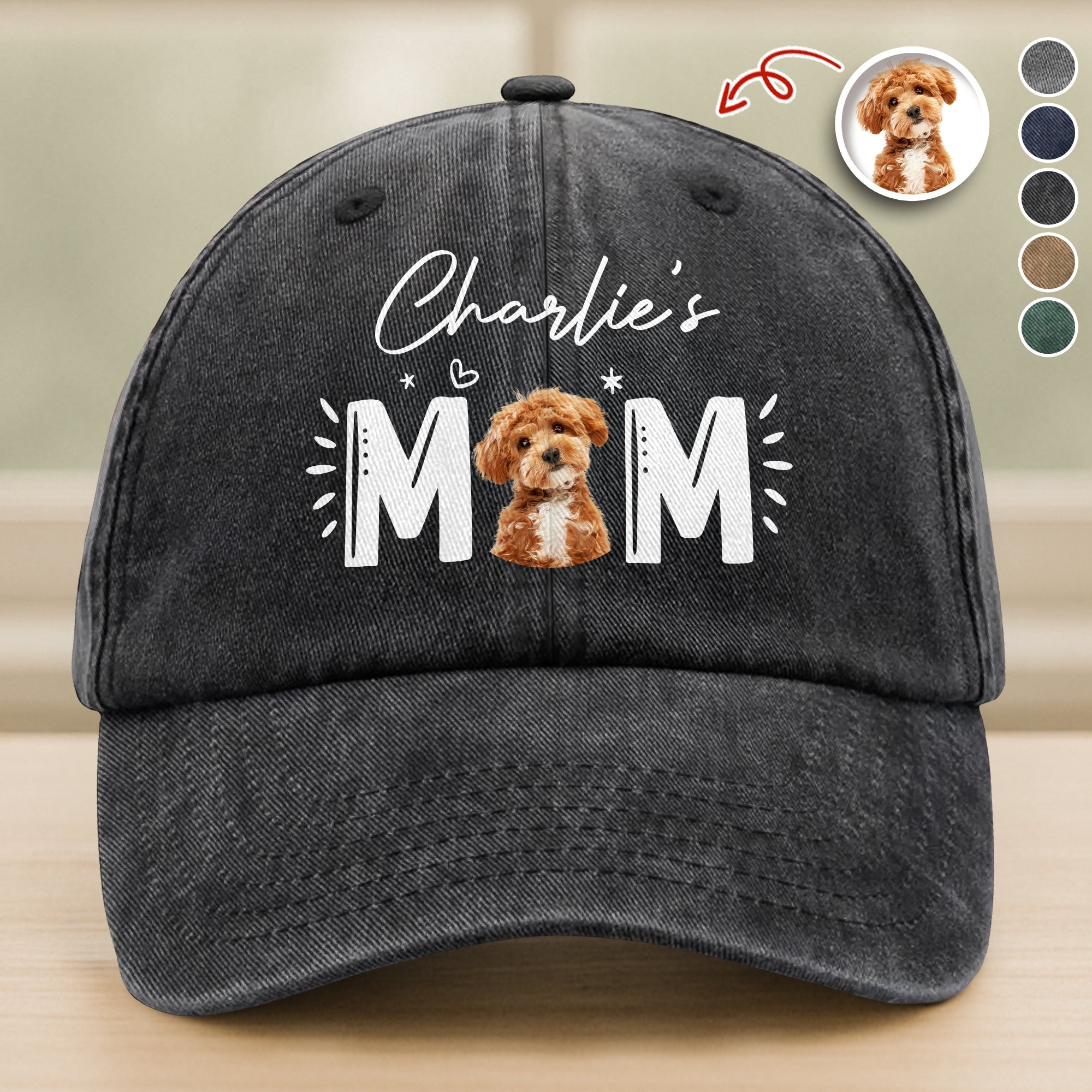 Custom Photo Dog Cat - Dog Mom Cat Mom Washed Denim Baseball Cap