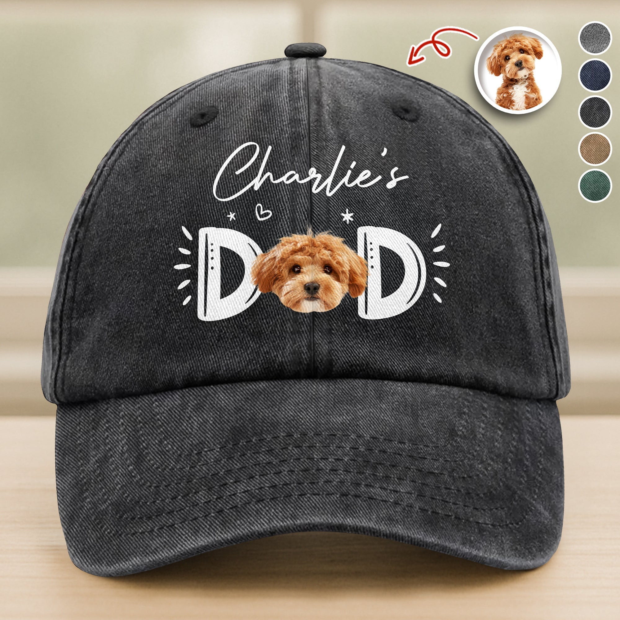 Custom Photo Dog Cat - Dog Mom Cat Mom Washed Denim Baseball Cap