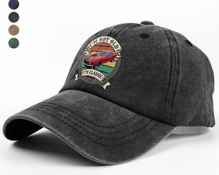 This Is How I Roll - Custom Car Photo Route 66 Vintage Washed Denim Baseball Cap