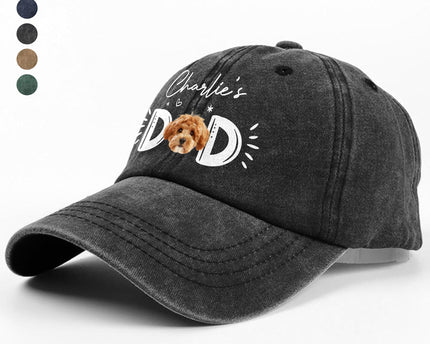 Custom Photo Dog Cat - Dog Mom Cat Mom Washed Denim Baseball Cap
