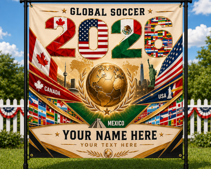 Personalized Global Soccer 2026 Backdrop Custom Name Gift for Sports Fans