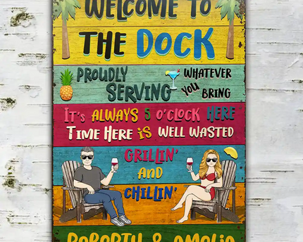 Patio Welcome Grilling Proudly Serving Whatever You Bring - Personalized Custom Classic Metal Signs