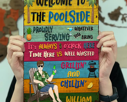 Patio Welcome Grilling Proudly Serving Whatever You Bring - Personalized Custom Classic Metal Signs