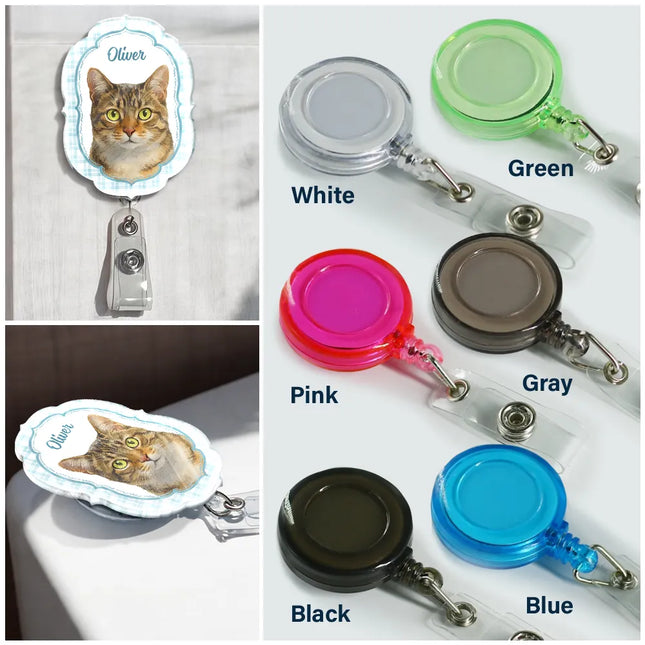 Custom Photo Realistic Watercolor Art Watercolor Dog Cat Pet Portrait Vintage - Personalized Badge Reel