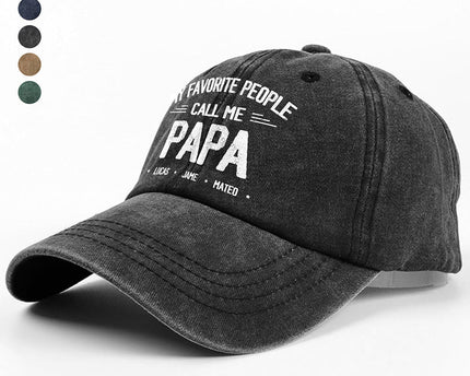 Personalized My Favorite People Call Me Daddy Vintage Washed Denim Baseball Cap