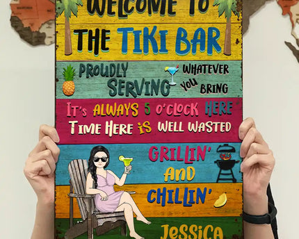 Patio Welcome Grilling Proudly Serving Whatever You Bring - Personalized Custom Classic Metal Signs