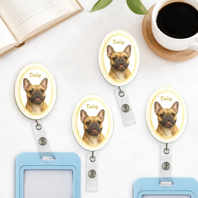 Custom Photo Realistic Watercolor Art Watercolor Dog Cat Pet Portrait Vintage - Personalized Badge Reel