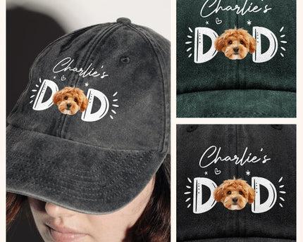 Custom Photo Dog Cat - Dog Mom Cat Mom Washed Denim Baseball Cap