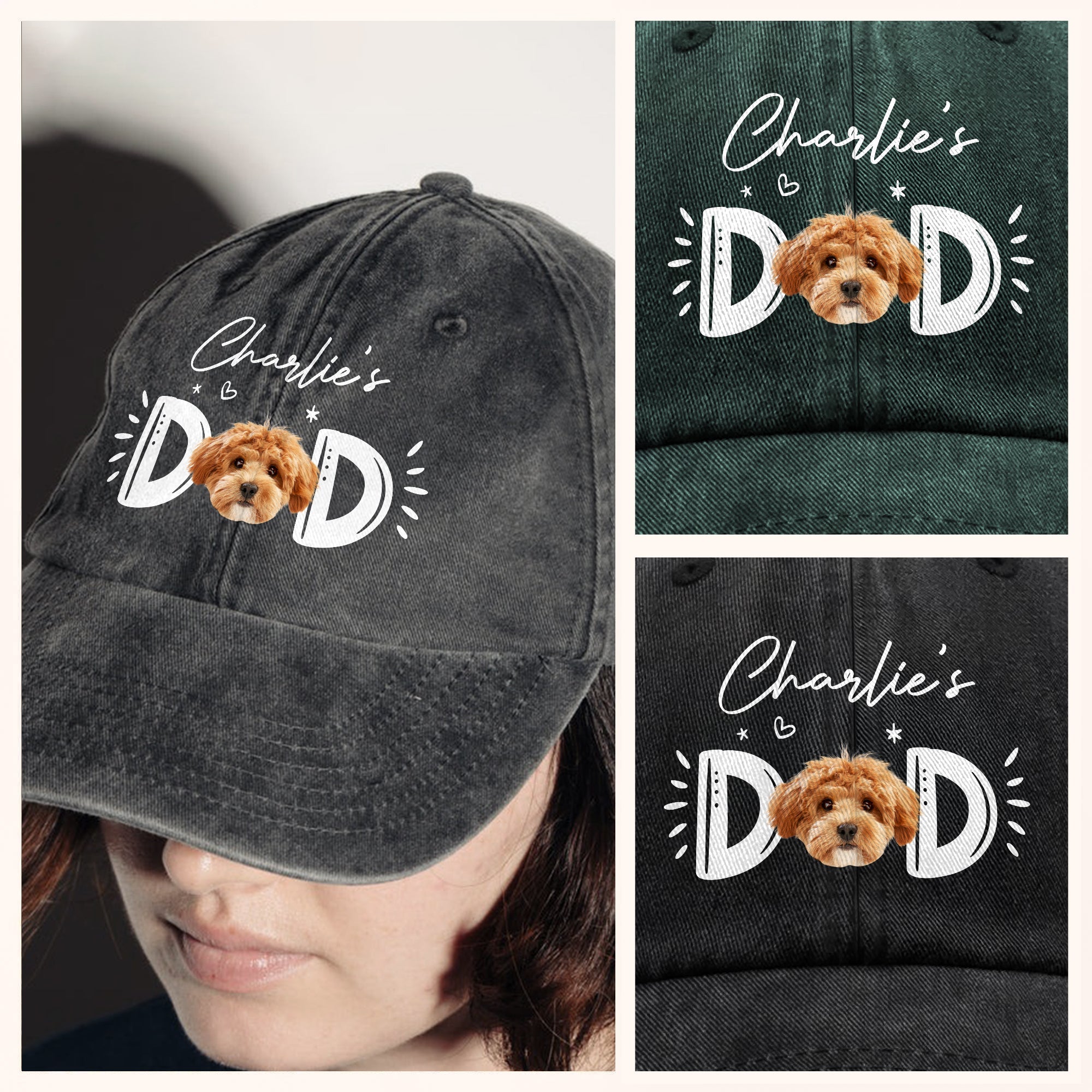 Custom Photo Dog Cat - Dog Mom Cat Mom Washed Denim Baseball Cap
