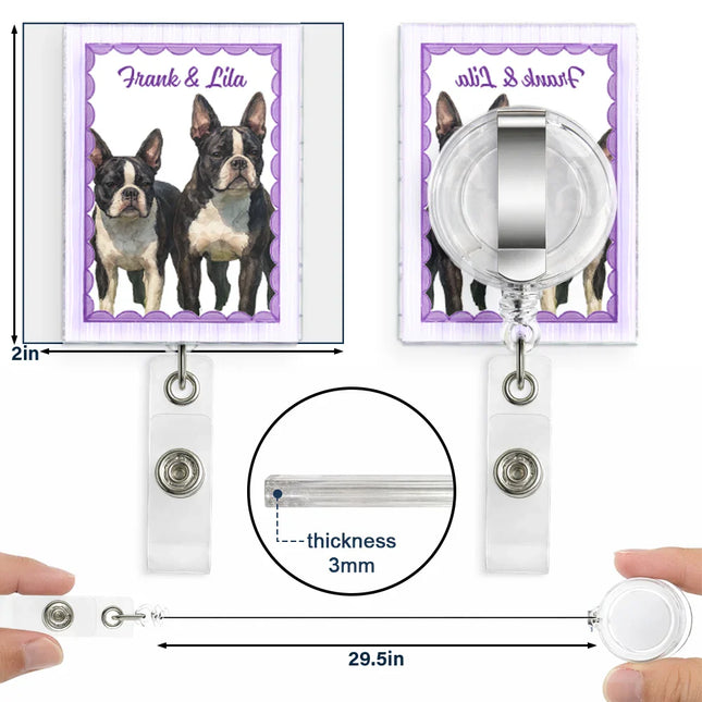 Custom Photo Realistic Watercolor Art Watercolor Dog Cat Pet Portrait Vintage - Personalized Badge Reel