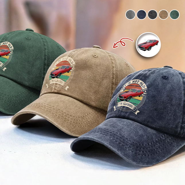 This Is How I Roll - Custom Car Photo Route 66 Vintage Washed Denim Baseball Cap