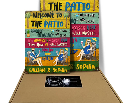 Patio Welcome Grilling Proudly Serving Whatever You Bring - Personalized Custom Classic Metal Signs