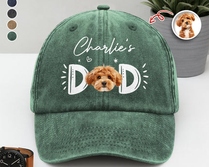 Custom Photo Dog Cat - Dog Mom Cat Mom Washed Denim Baseball Cap