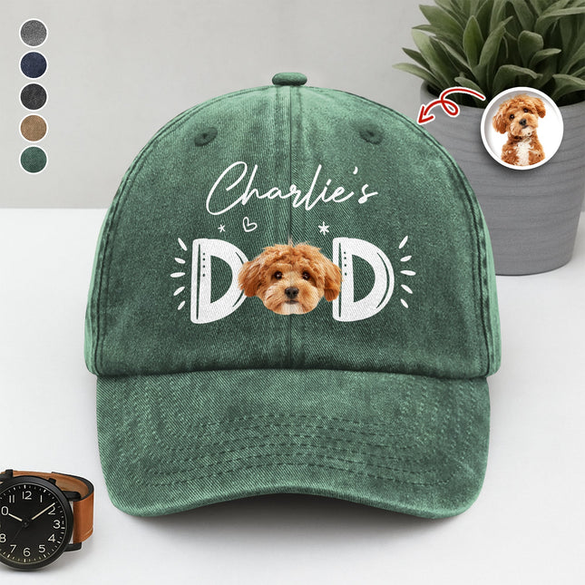 Custom Photo Dog Cat - Dog Mom Cat Mom Washed Denim Baseball Cap