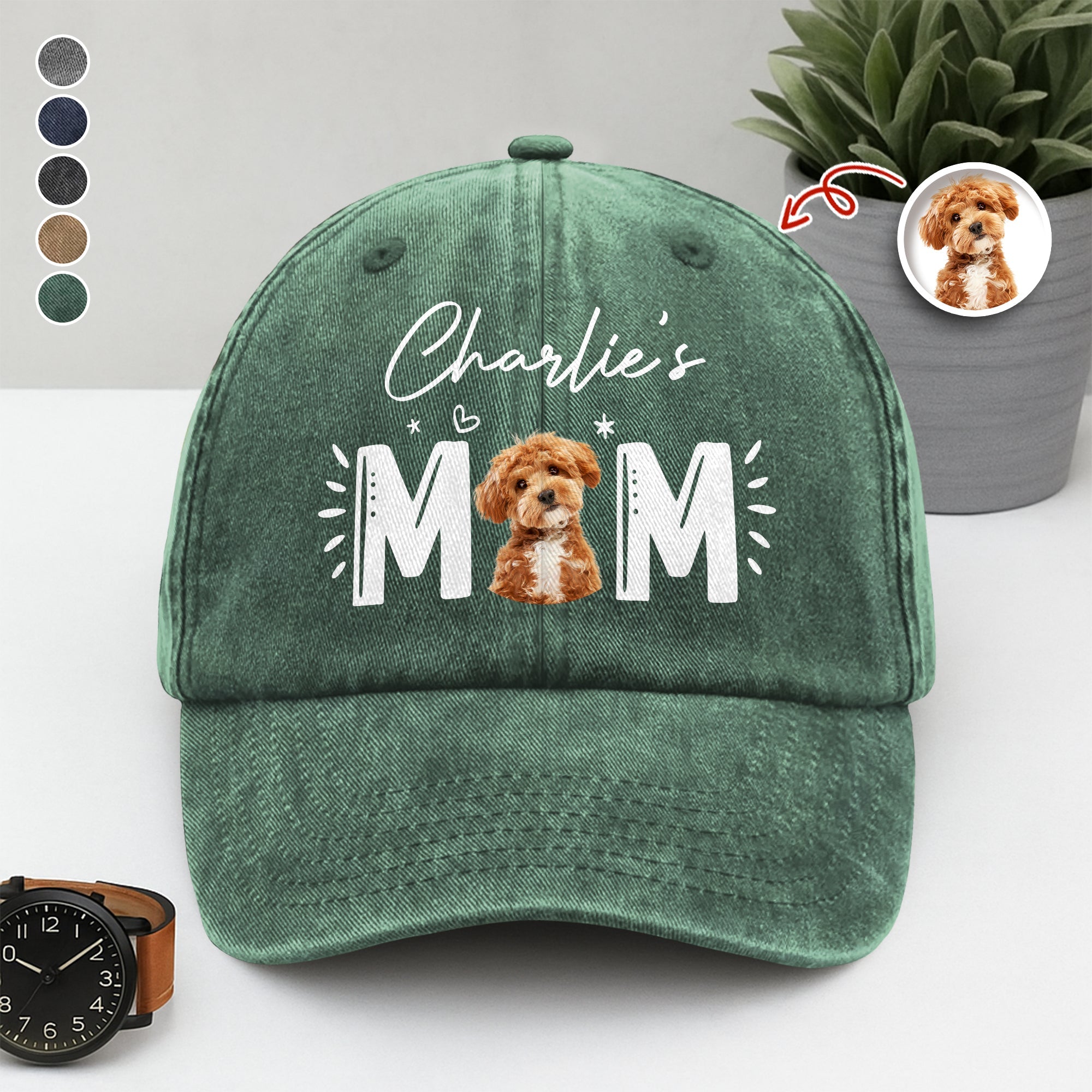 Custom Photo Dog Cat - Dog Mom Cat Mom Washed Denim Baseball Cap