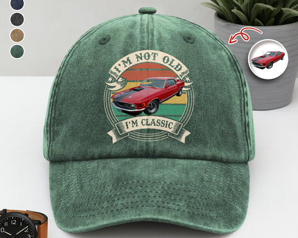This Is How I Roll - Custom Car Photo Route 66 Vintage Washed Denim Baseball Cap