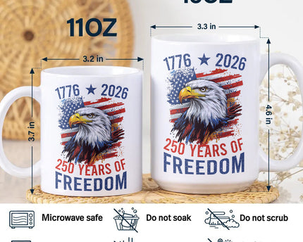 America Semiquincentennial 250 Years Of Freedom White Mug