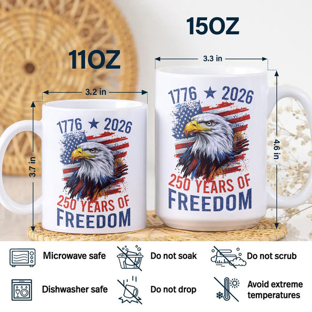 America Semiquincentennial 250 Years Of Freedom White Mug