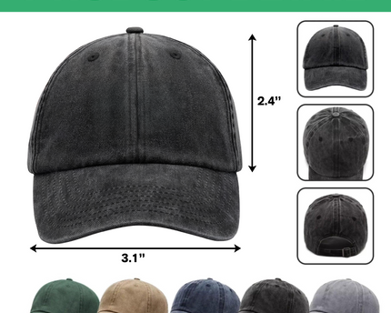 Custom Dog Cat Photo Washed Denim Baseball Cap