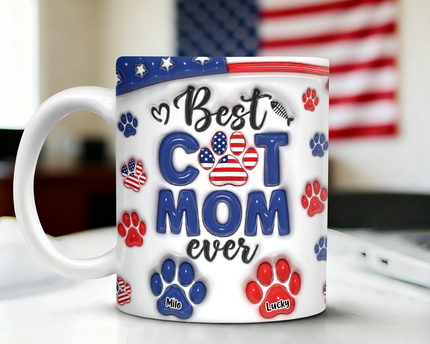 Best Dog Mom Dad Ever - Dog & Cat Personalized Custom 3D Inflated Effect Printed Mug