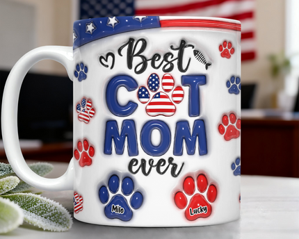 Best Dog Mom Dad Ever - Dog & Cat Personalized Custom 3D Inflated Effect Printed Mug