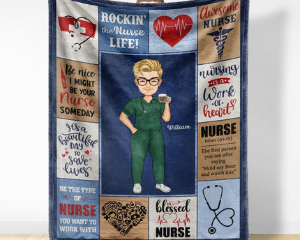 Nurse Daily It's A Beautiful Day - Gift For Nurse - Personalized Fleece Blanket