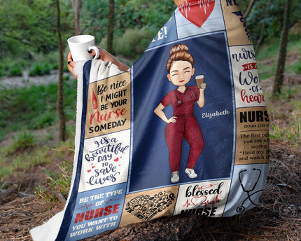 Nurse Daily It's A Beautiful Day - Gift For Nurse - Personalized Fleece Blanket