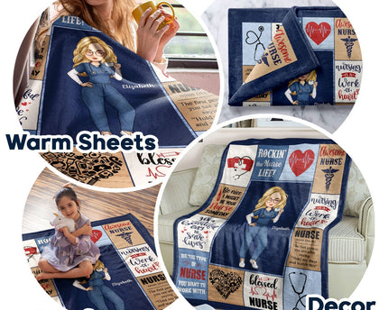 Nurse Daily It's A Beautiful Day - Gift For Nurse - Personalized Fleece Blanket