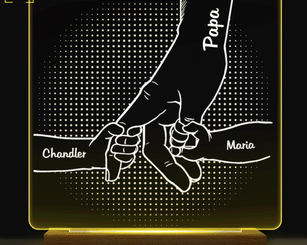 Hand In Hand, I Will Always Protect You - Personalized Custom 3D Led Light Wooden Base