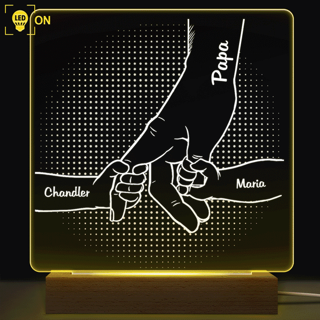 Hand In Hand, I Will Always Protect You - Personalized Custom 3D Led Light Wooden Base