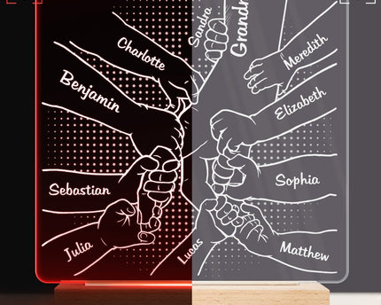 Hand In Hand, I Will Always Protect You - Personalized Custom 3D Led Light Wooden Base