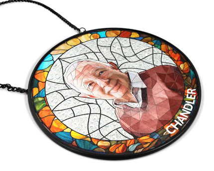 Custom Photo Portrait Dog Cat Family - Personalized Stained Glass Window Hanging Suncatcher