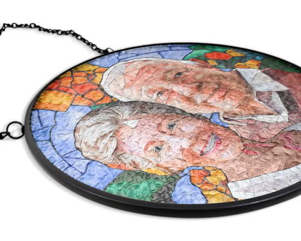 Custom Photo Portrait Mom Grandma Parents Family - Personalized Stained Glass Window Hanging Suncatcher