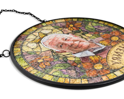 Custom Photo Stained Glass Portrait Dog Cat Family - Personalized Stained Glass Window Hanging Suncatcher