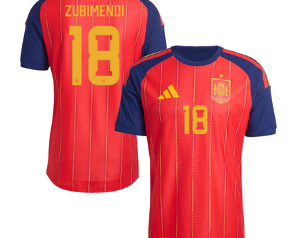 Martin Zubimendi Spain National Team 2026 Home Jersey - Red