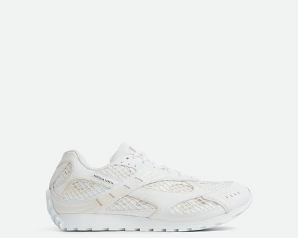 Men’s Bottega Veneta Orbit Flash Suede-Trimmed White Sneakers