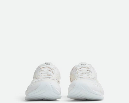 Men’s Bottega Veneta Orbit Flash Suede-Trimmed White Sneakers