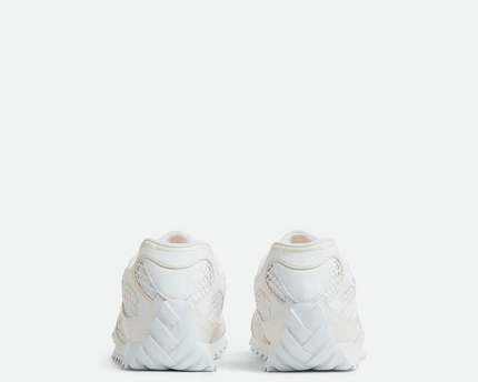 Men’s Bottega Veneta Orbit Flash Suede-Trimmed White Sneakers