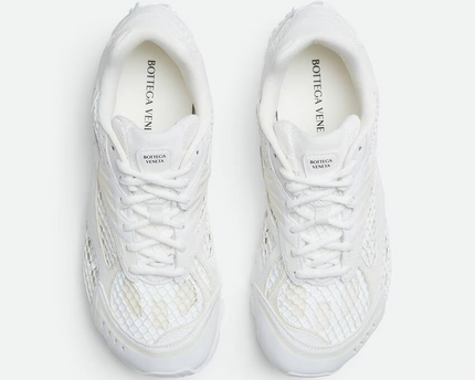 Men’s Bottega Veneta Orbit Flash Suede-Trimmed White Sneakers