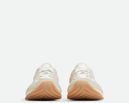 Men’s Bottega Veneta Orbit Flash Suede-Trimmed Sea Salt Sneakers