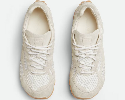 Men’s Bottega Veneta Orbit Flash Suede-Trimmed Sea Salt Sneakers