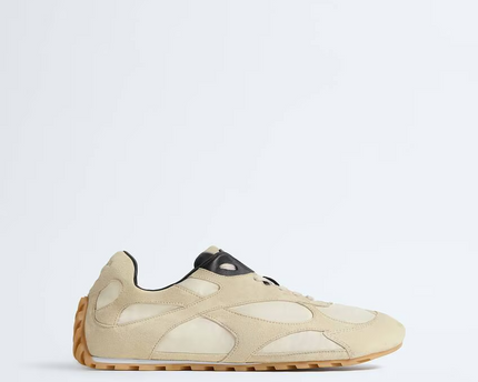 Men’s Bottega Veneta Orbit Flash Suede-Trimmed Sea Salt Sneakers