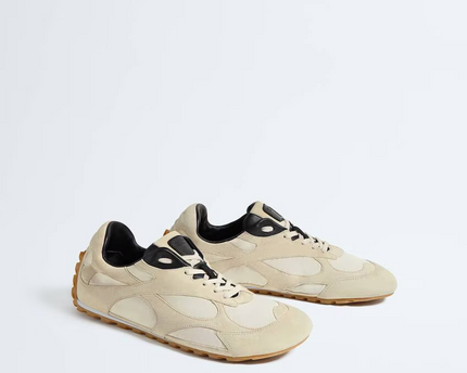 Men’s Bottega Veneta Orbit Flash Suede-Trimmed Sea Salt Sneakers