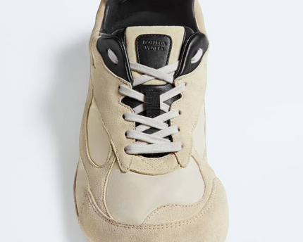 Men’s Bottega Veneta Orbit Flash Suede-Trimmed Sea Salt Sneakers