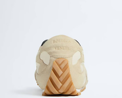 Men’s Bottega Veneta Orbit Flash Suede-Trimmed Sea Salt Sneakers