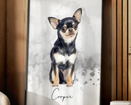 Custom Photo Realistic Watercolor Art Portrait Cat Dog Pet - Personalized Poster