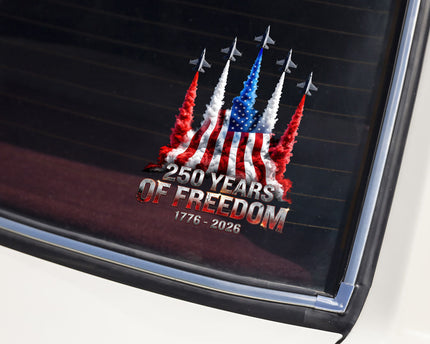 250 Years of Freedom American Flag Car Window Decal Sticker