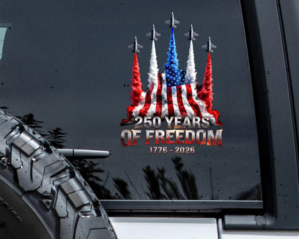 250 Years of Freedom American Flag Car Window Decal Sticker