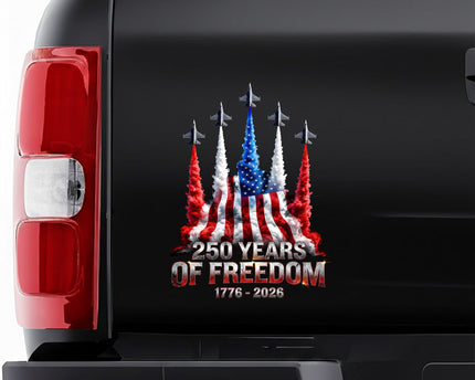 250 Years of Freedom American Flag Car Window Decal Sticker